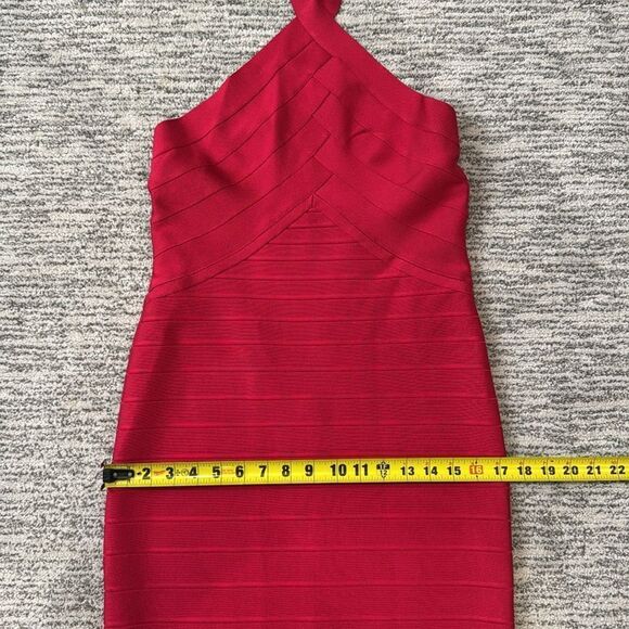 NWT Herve Leger ICON BANDAGE HALTER GOWN Large Rio Red - Picture 11 of 16